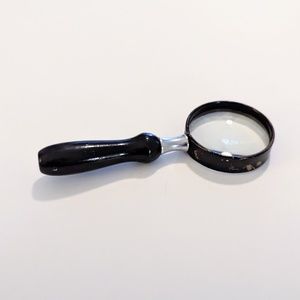 Vintage Magnifying Glass Round Handheld Black Wood & Trim Desk Map Book Reader